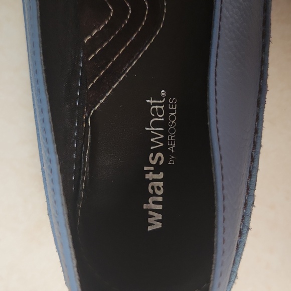 NEW Aerosoles What's What "Mating Game" Blue Leather Flat Grosgrain Bow at Vamp - Picture 6 of 11